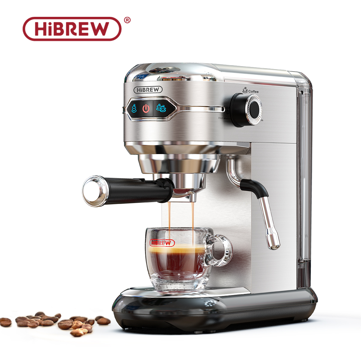 HiBREW Espresso Machine |19 Bar Expresso Coffee Machine with Milk Frother Wand for Cappuccino&Latte Coffee Maker |Compact Design (1450W) H11