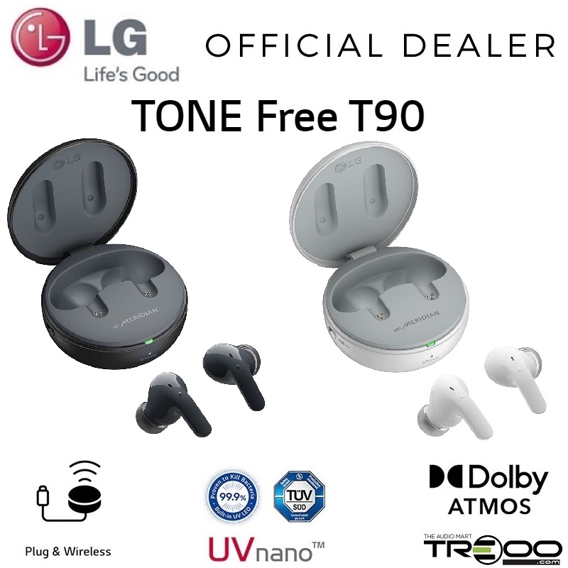 LG TONE Free T90 Wireless Bluetooth Noise-Cancelling In-Ear Earphone With Mic