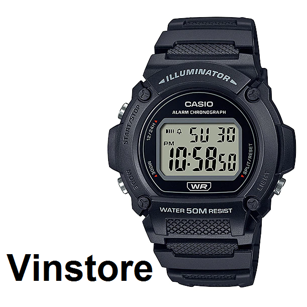 [Vinstore] Casio W-219H Black Resin Digital Sports Men Watch W-219H-1AVDF W-219H-1A W219H-1A
