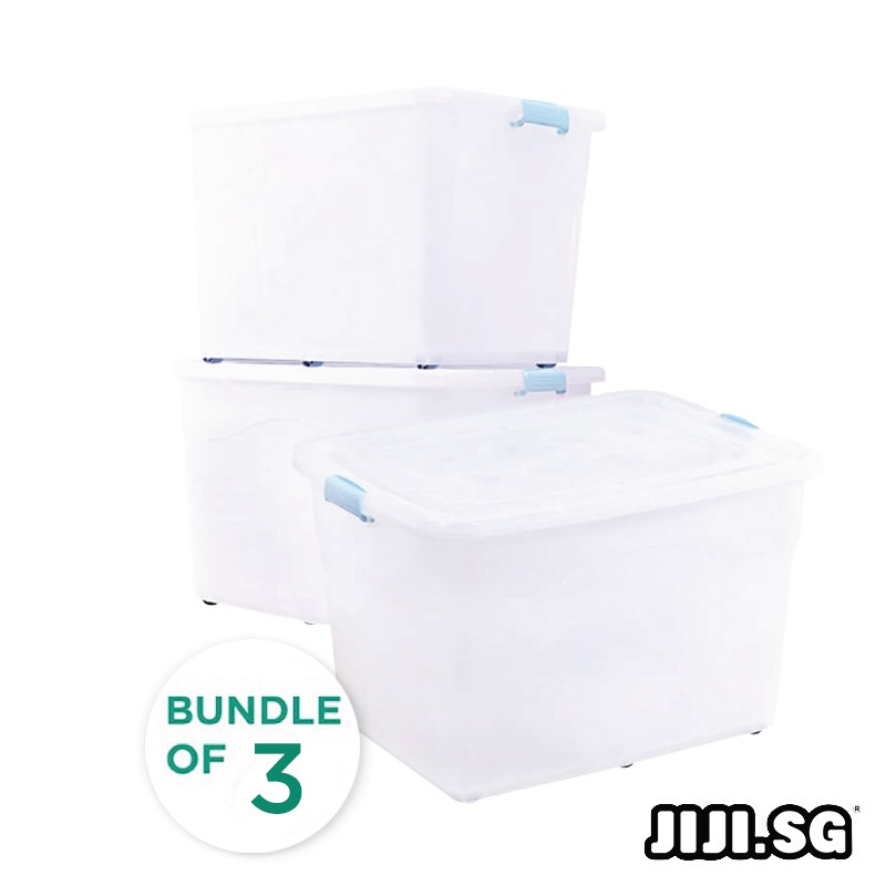 (JIJI.SG) Bundle Promo of 3: Transparent Storage Container / Storage Box / Container / Stackable / Bundle Set / jt