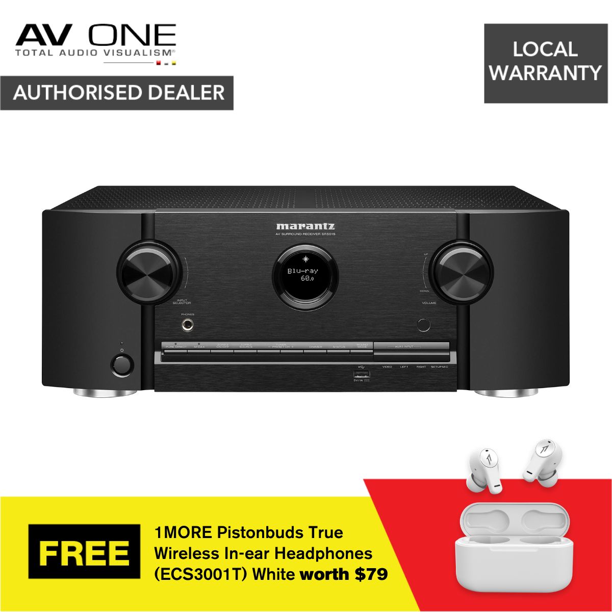 Marantz SR5015 7.2 Ch. 8K AV Receiver w/ 3D Sound & HEOS Built-in [FREE GIFT w/ purchase] - AV One Authorized Dealer/Official Product/Warranty